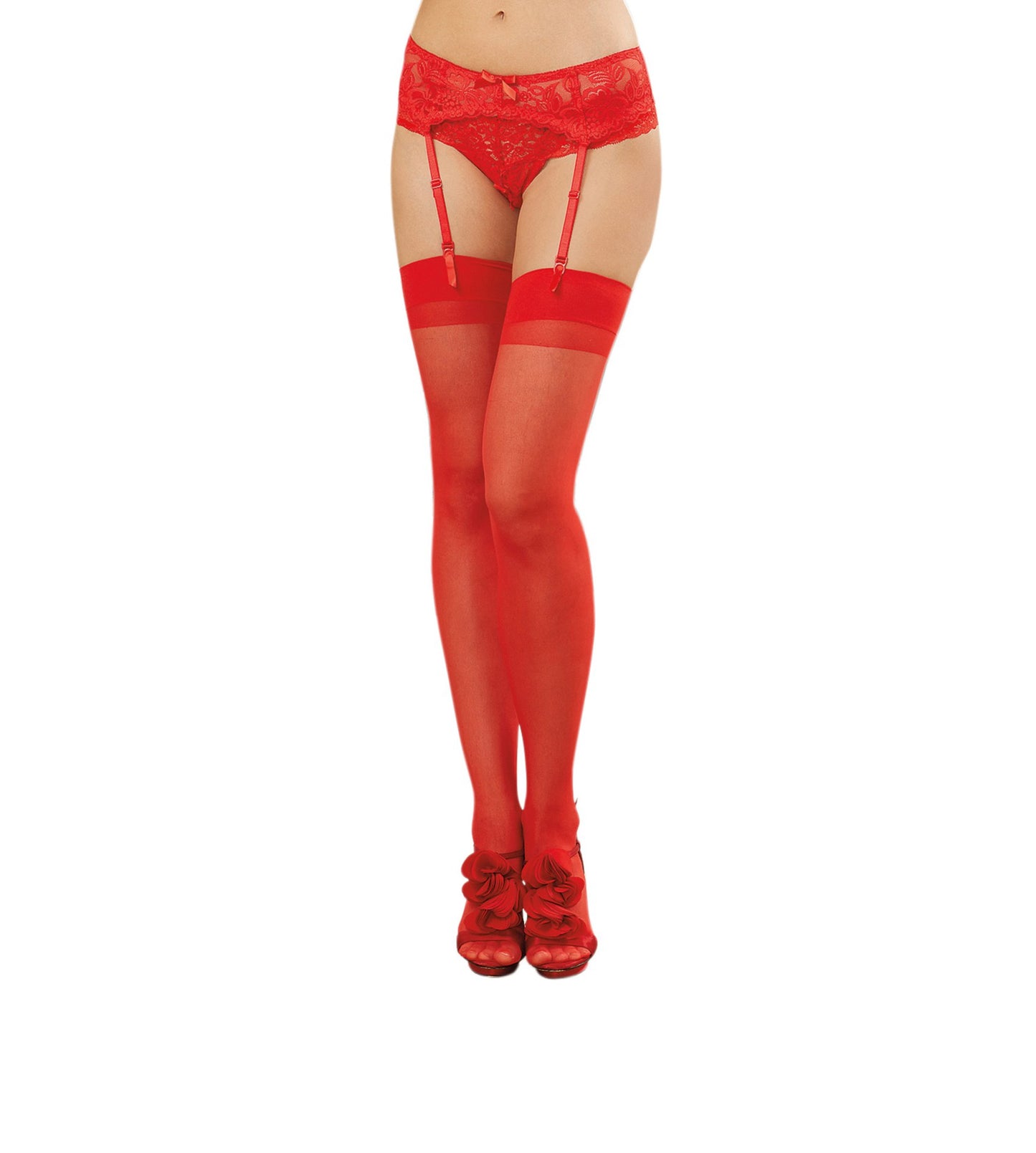 "Sheer Thigh High - One Size - Red DG-0007REDOS"