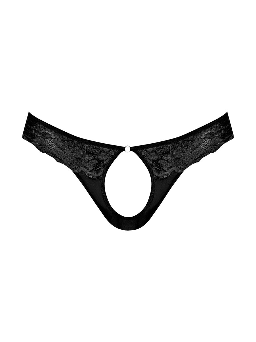 Sassy Lace - Open Ring Thong - Large/x-Large - Black