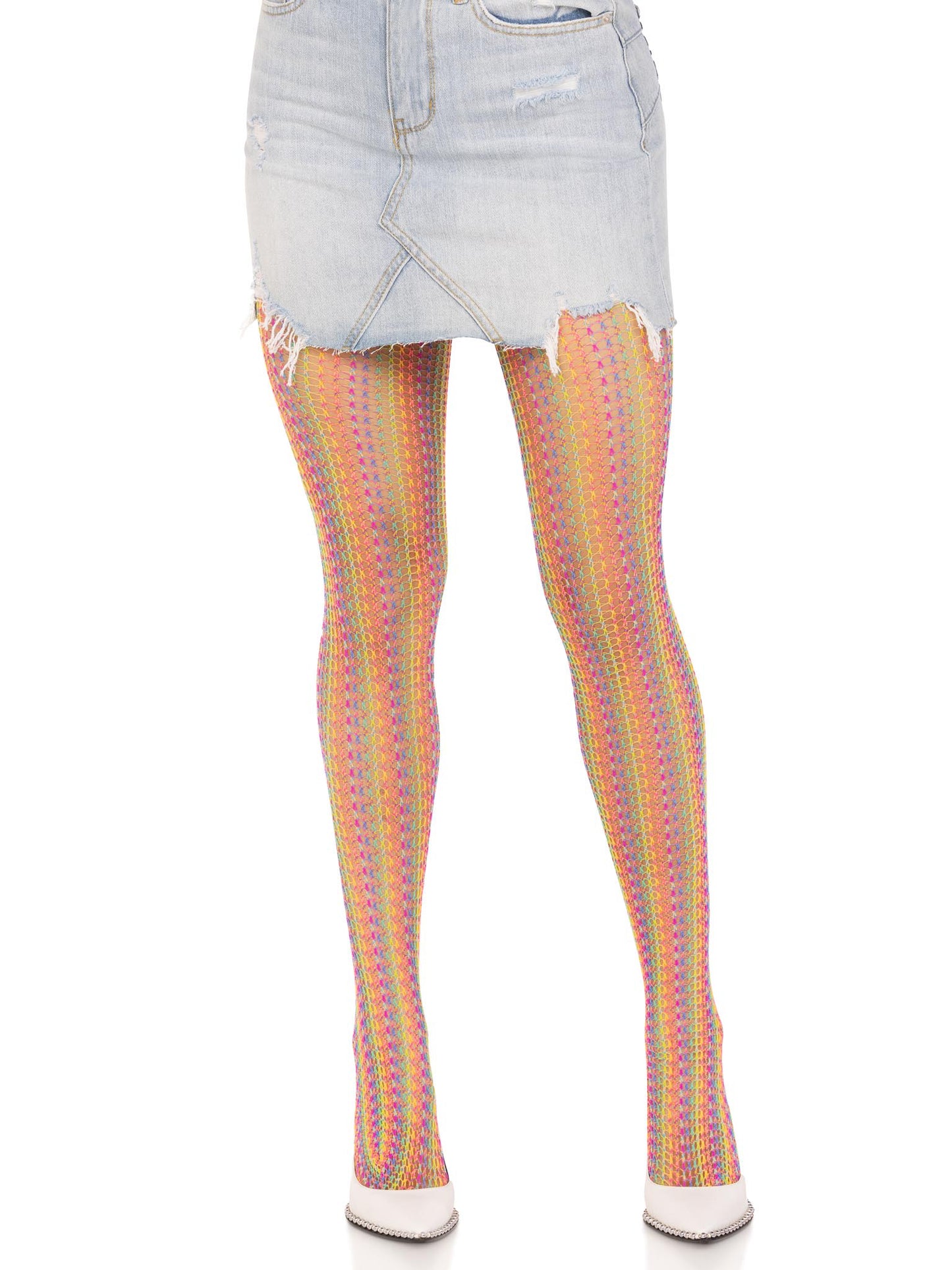 "Rainbow Crochet Net Tights - One Size - Multicolor LA-9732MULOS"